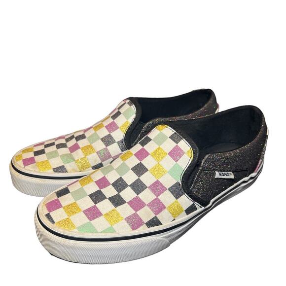 Vans Shoes - Vans Checkerboard Classic Glitter Slip on Shoes Women 7.5